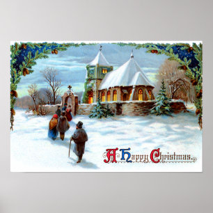 Póster Ir A La Iglesia Del Árbol De Navidad Eververde
