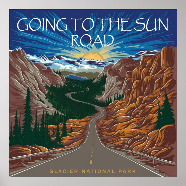 Póster Ir A Sun Road Montana Vista (Frente)