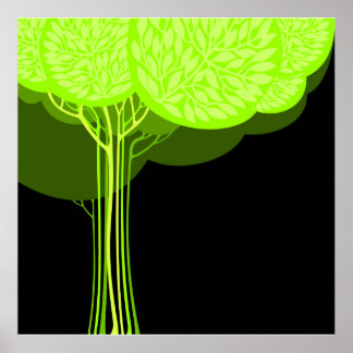 Póster Ir al árbol de reciclaje verde