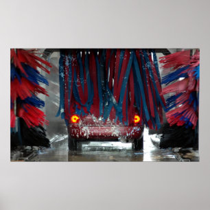 Póster ir al lavado de coches