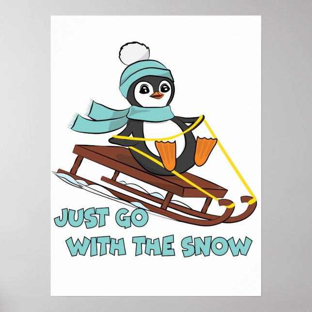 Póster Ir Con El Invernadero De Pingüino De La Nieve (Frente)