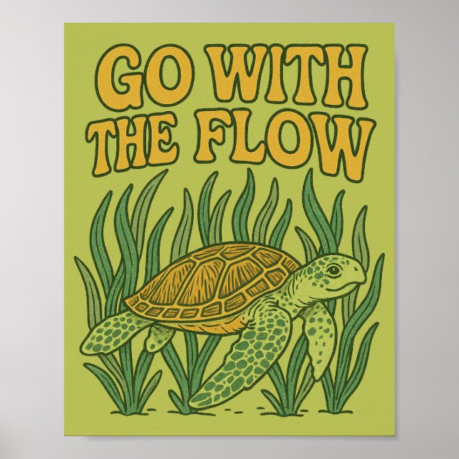 Póster Ir con la tortuga marina de flujo (Frente)