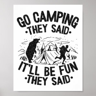 Póster Ir de Camping Dijeron Será Divertido Chiste al Air