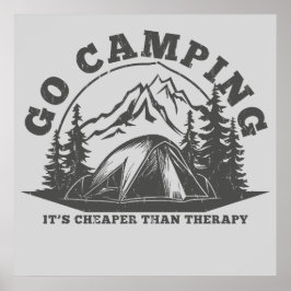 Póster Ir de camping es más barato que la terapia cita di