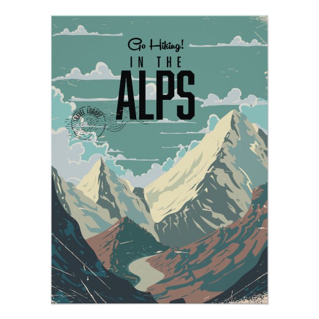 Póster Ir de senderismo en los Alpes (Anverso)