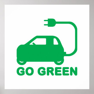 Póster Ir Verde ~ Conducir autos eléctricos