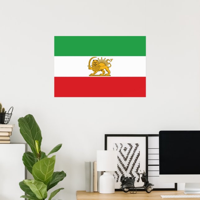 Póster Iran Flag Lion And Sun Shah of Iran Flag (Oficina en casa)
