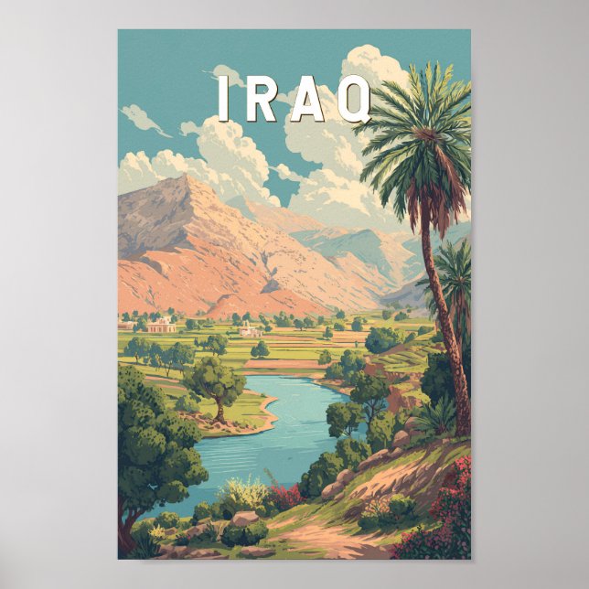Póster Iraq Illustration Travel Art Vintage (Frente)