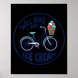 Póster Iré en Bicicleta por Helado Monada Bicicleta Clási