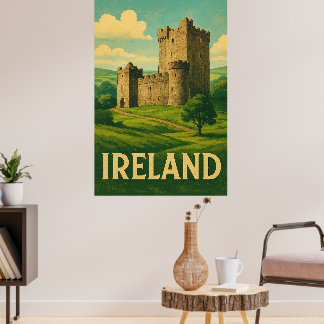 Póster Ireland Castle Travel – Vintage Style Irish