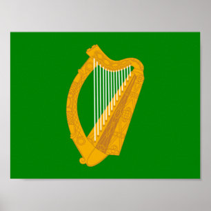 Póster ireland green harp flag irish
