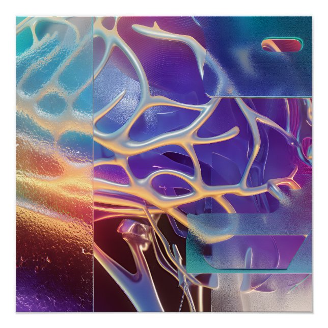 Póster Iridescent Chrome Neural Abstract Futuristic Art (Anverso)