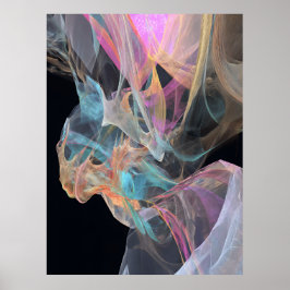 Póster Iridescent Thread Vortex Teal Magenta Glow