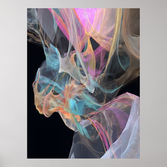 Póster Iridescent Thread Vortex Teal Magenta Glow (Frente)