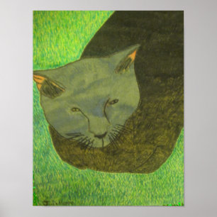 Póster Irina el gato en la hierba de Julia Hanna