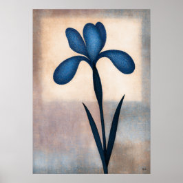 Póster Iris azul ayame abstracción floral japonesa