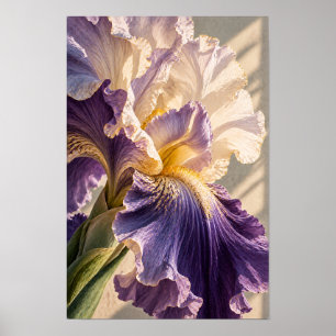 Póster Iris Barbudos de Color Púrpura y Crema Botánico Ce