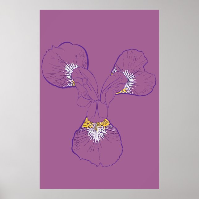Póster Iris Botanical Line Art (Frente)