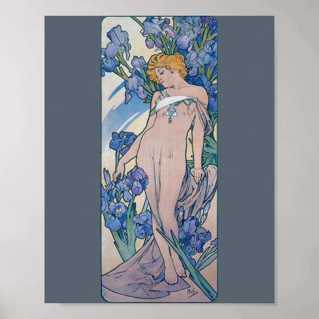 Póster Iris (Cuatro Flores), Alphonse Mucha (Frente)