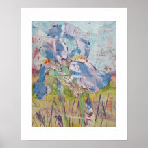 Iris en pintura de collage / Artista Larry Lerew
