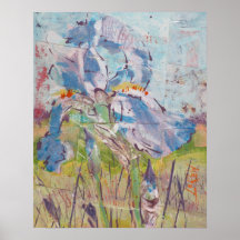 Iris en pintura de collage / Artista Larry Lerew