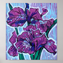 Póster Iris Flor Primavera Flores Flores Pintado Floral P