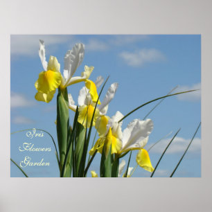 Póster Iris Flowers Garden imprime Blue Sky Floral