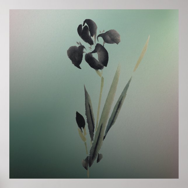 Póster Iris Ukiyo-e japonés elegante y sencillo (Frente)