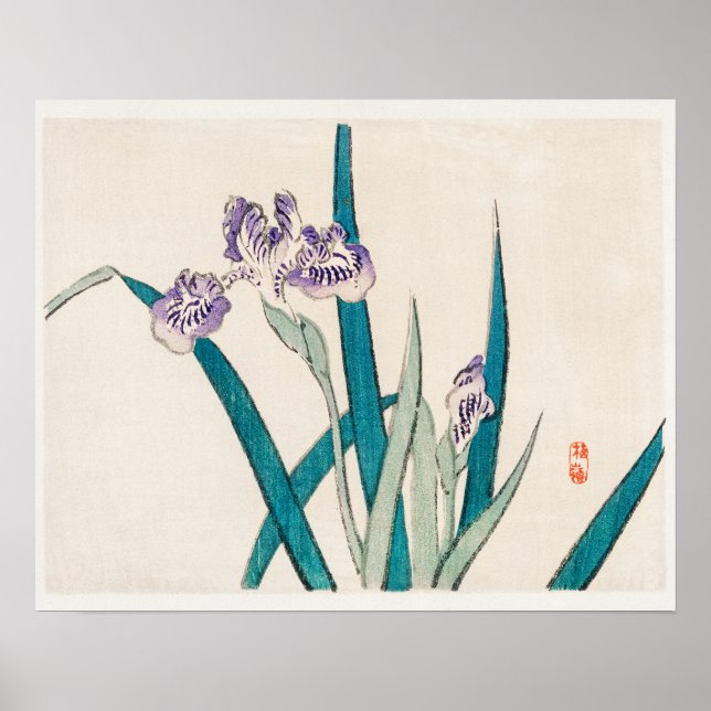 Póster Irises de Kōno Bairei (1844-1895) (Frente)