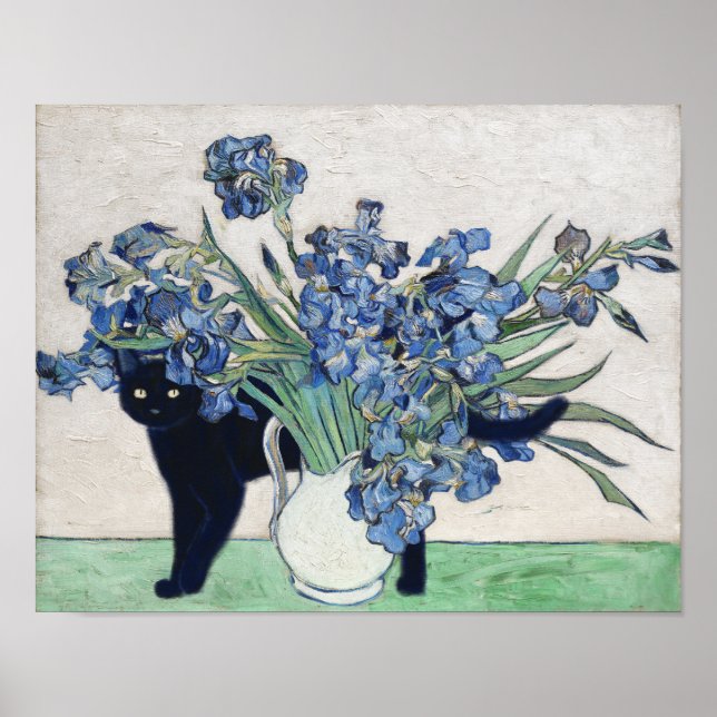Póster Irises y un gato - Interferente serie Van Gogh (Frente)