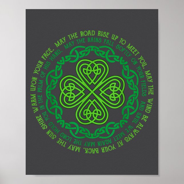 Póster Irish Blessing Celtic Knot &amp; 4-leaf Clover Luc (Frente)