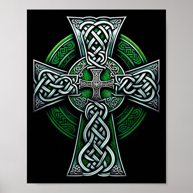 Póster Irish Celtic Cross Knot Christian Holy Trinity Sco (Frente)