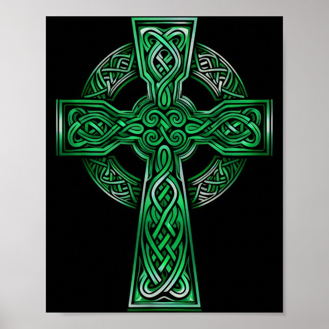 Póster Irish Celtic Cross Knot Christian Holy Trinity Sco (Frente)