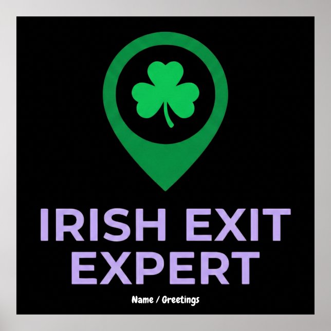 Póster Irish Exit Expert Funny St Patricks Day Introvert  (Frente)
