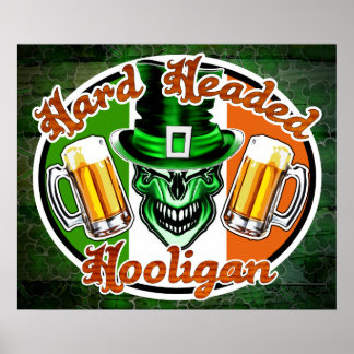 Póster Irish Hooligan Skull: Hard Headed Hooligan 1