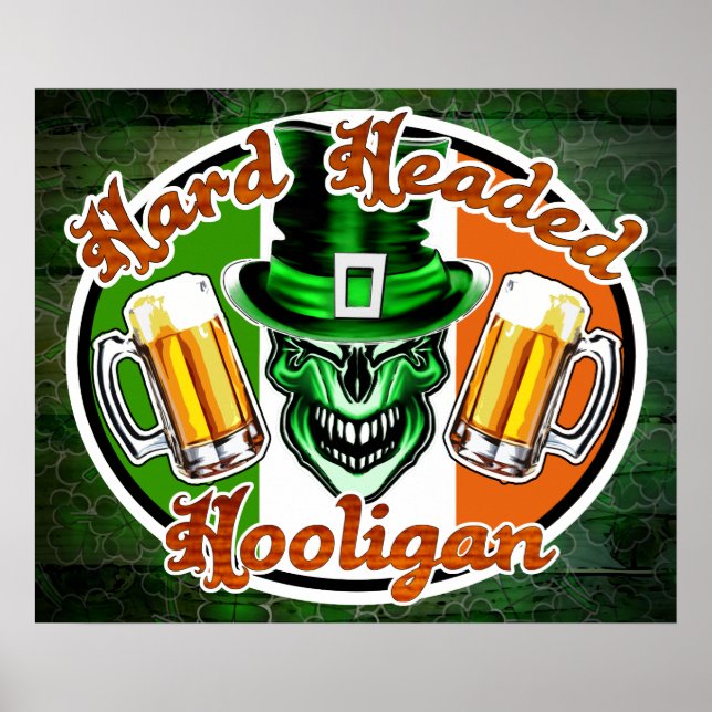 Póster Irish Hooligan Skull: Hard Headed Hooligan 1 (Frente)