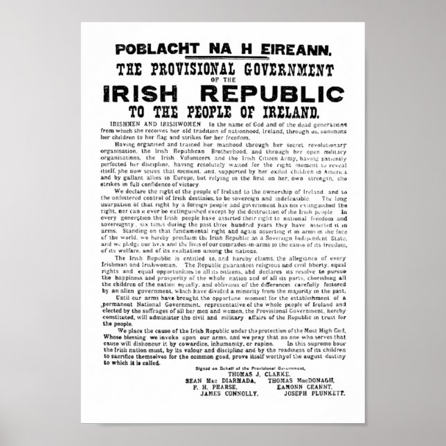 Póster Irish Proclamation of 1916 (Frente)