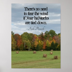 Póster Irish Proverb No need to fear the wind Autumn hay