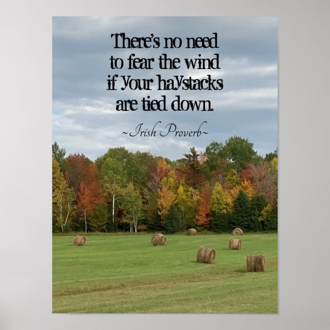 Póster Irish Proverb No need to fear the wind Autumn hay (Frente)