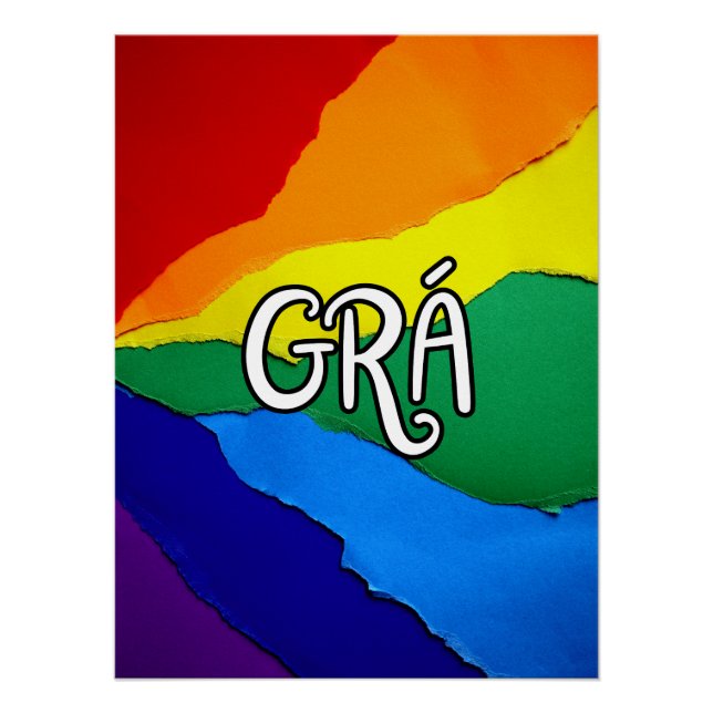 Póster Irish Rainbow Love - Grá means love (Anverso)