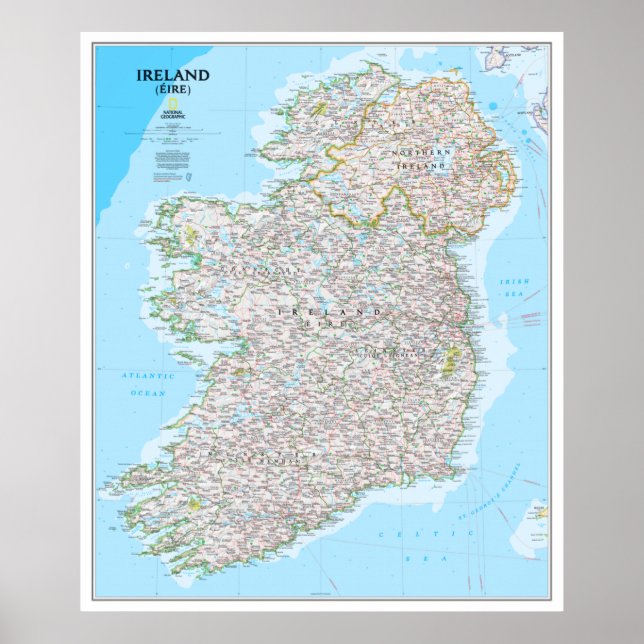 Póster " Irland: 2011/heute - Detaillierte Landkarte ... (Frente)