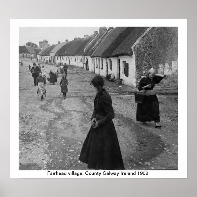 Póster Irlanda 1902, Fairhead Village, County Galway (Frente)