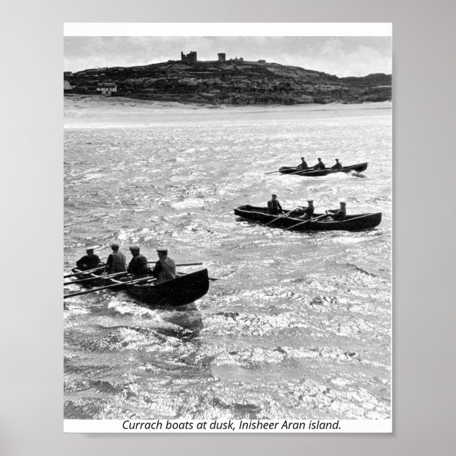 Póster Irlanda: barcos de currach frente a la isla Inishe (Frente)