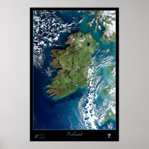 Póster Irlanda, cartel satelital de Europa
