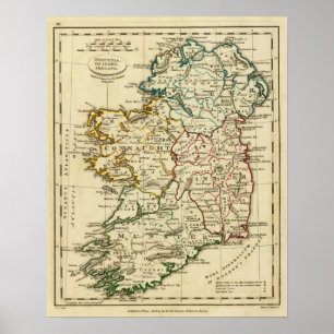 Póster Irlanda con fronteras delineadas