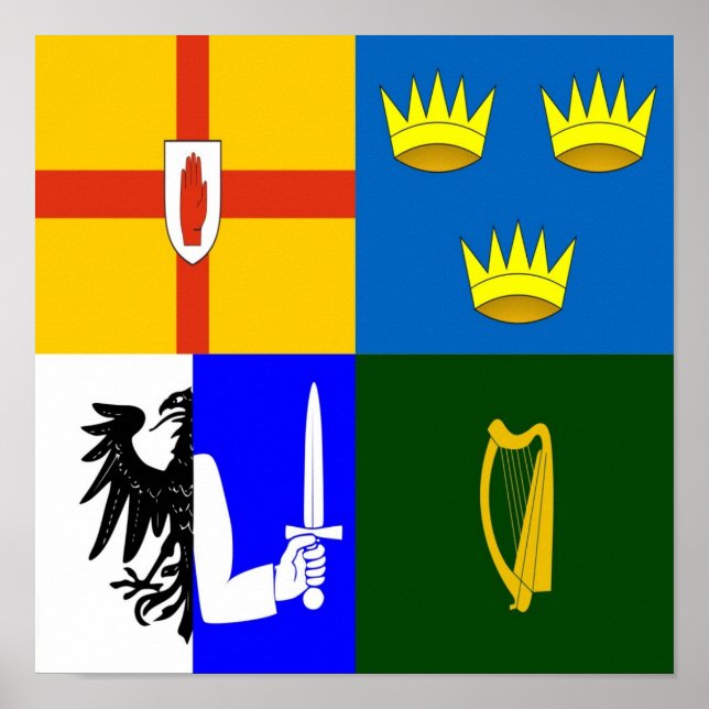 Póster Irlanda Cuatro provincias (Frente)
