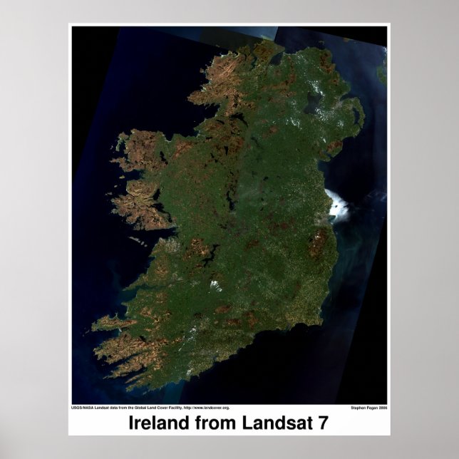 Póster Irlanda del Landsat 7 (Frente)