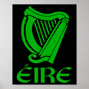 Póster Irlanda Eire Eireann Orgullo Irlandés Arpa Gaélica