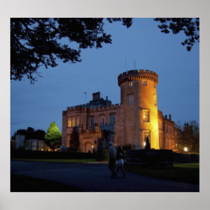 Póster Irlanda, el castillo de Dromoland iluminado al ano