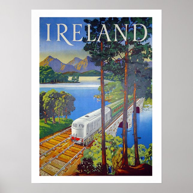 Póster Irlanda, ferrocarril, vistas al paisaje, cosecha,  (Frente)